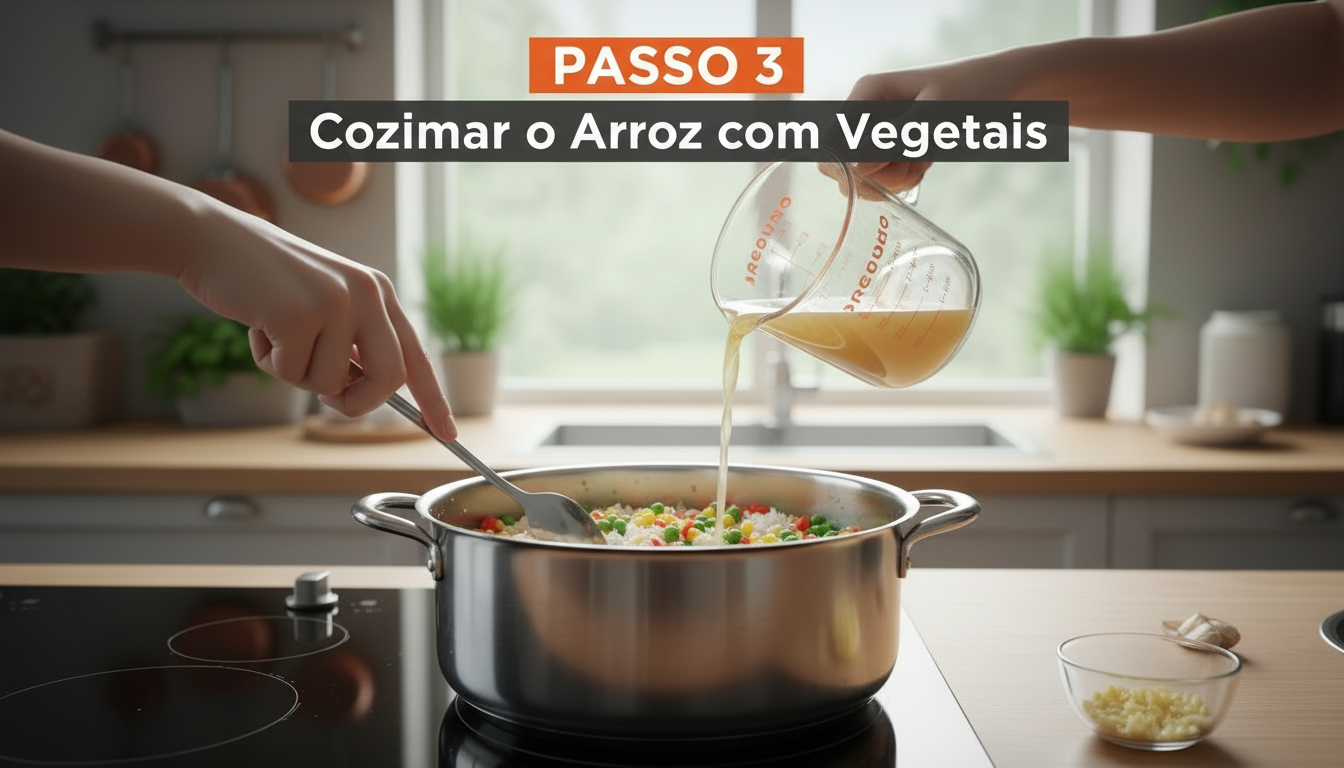  Cozinhando o Arroz e Vegetais